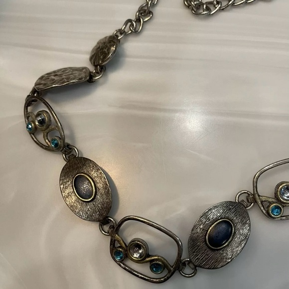 Chico’s chunky silver chain link Belt with Colored jewels adjustable 50inch OSFM - Picture 10 of 13